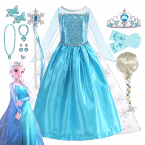 Robe Elsa La Reine des Neiges – Déguisement Princesse des Glaces Scintillant